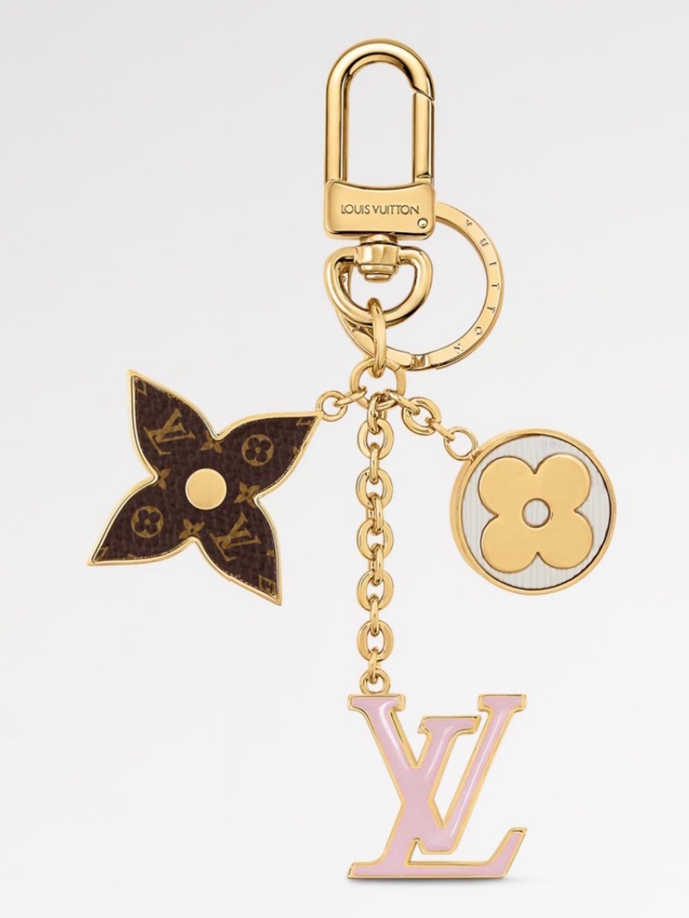 Louis Vuitton Spring Street Pink Enamel & Gold Monogram Bag Charm & Key Holder